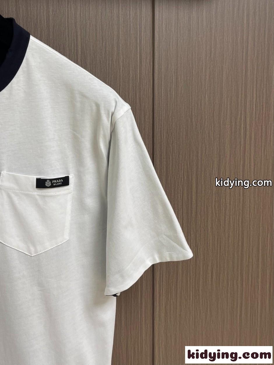 着回し 合わせやすい リバーシブル 半袖Tシャツ プラダ Tシャツ 偽物 ネイビー-0