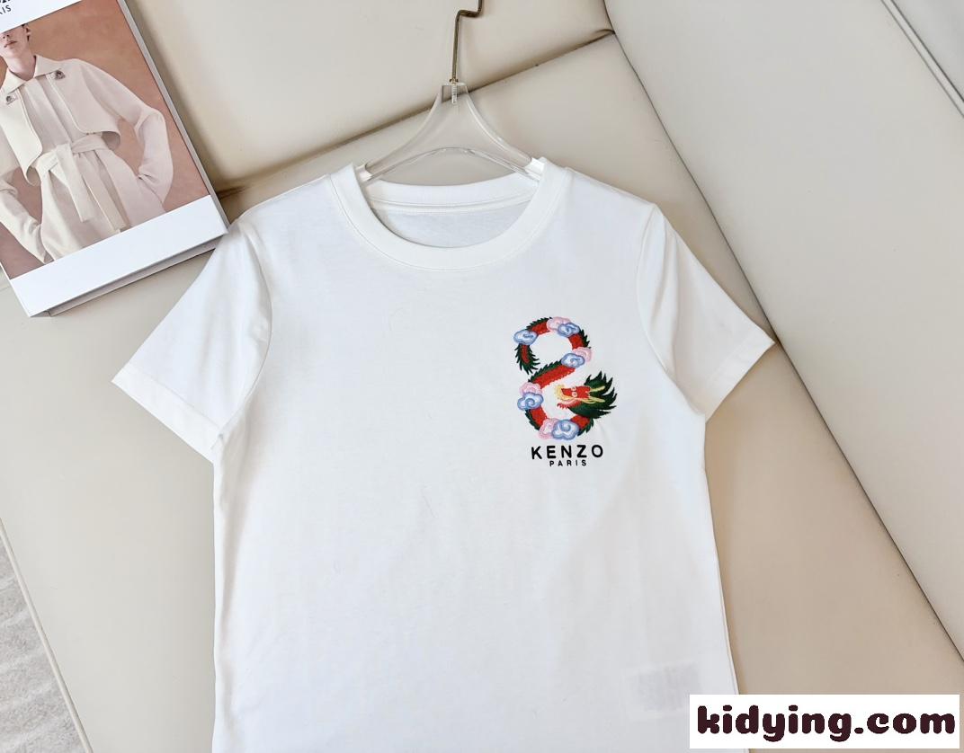 YEAR OF THE DRAGON CREST エンブロイダリー 半袖Tシャツ ケンゾー Tシャツ コピー ホワイト-3