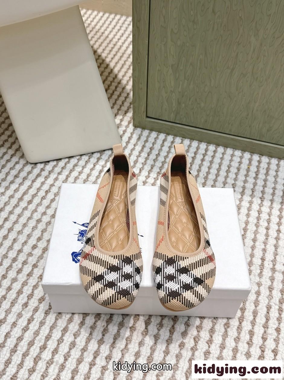 バーバリー シューズ スーパーコピー チェック ニット ベイビーバレリーナ-1