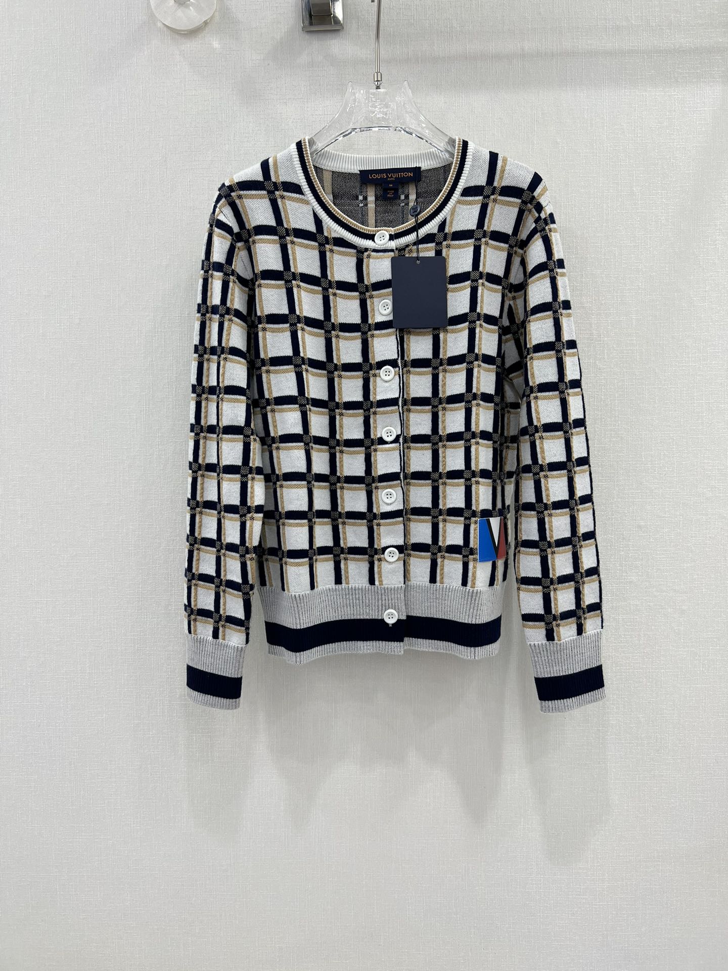 23AW◆Louis Vuitton◆3D チェックジャガード カーディガン コピー レディース ブラック-0