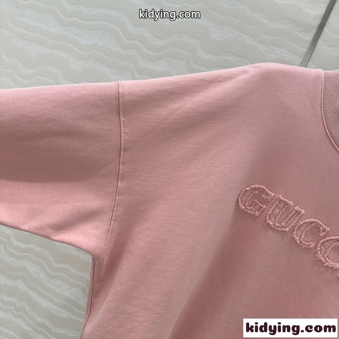 エンブロイダリー コットンジャージー スウェットシャツ グッチ Tシャツ コピー ピンク-1