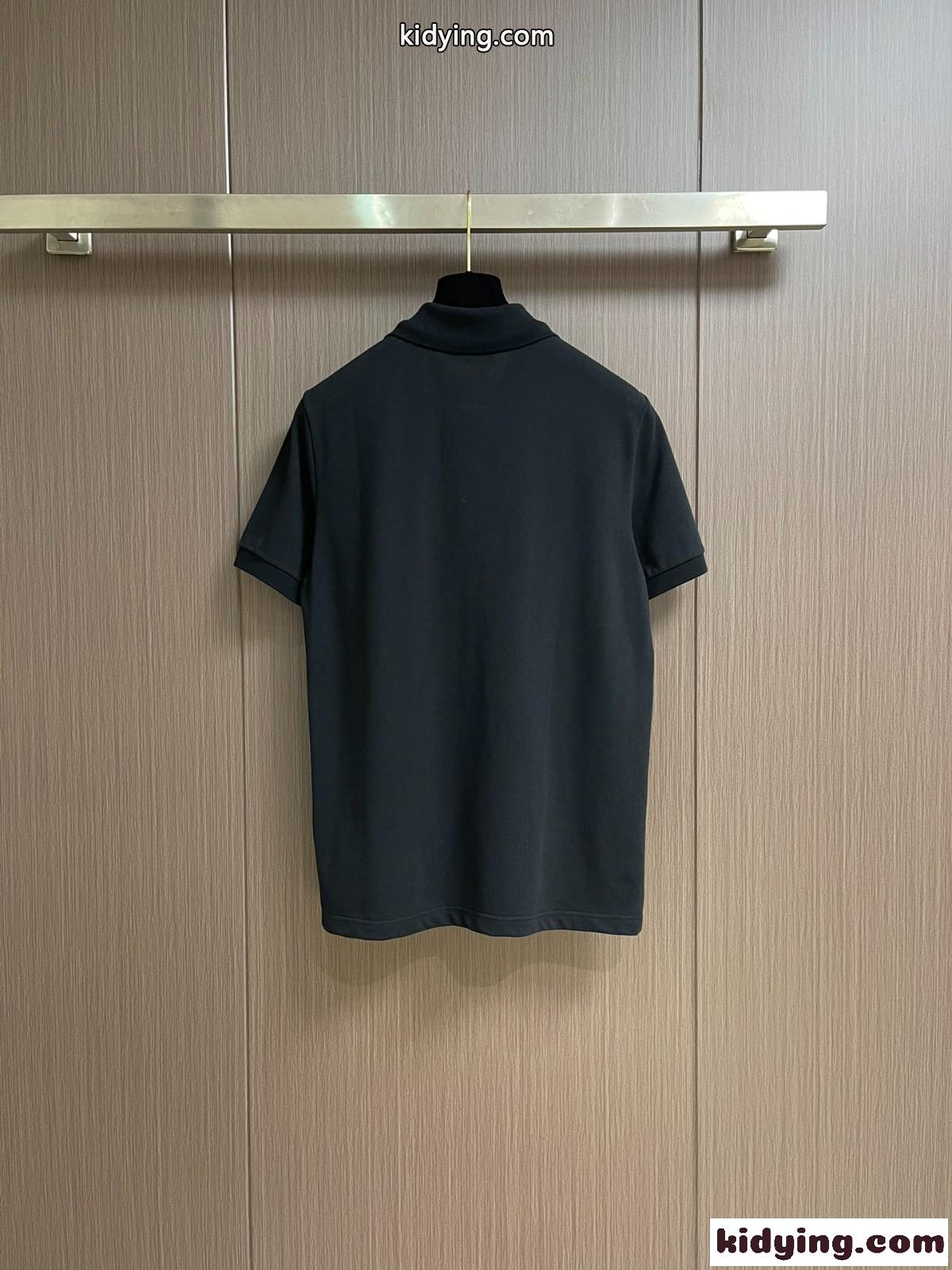 シンプル 洗練された コットンピケ ポロシャツ プラダ Tシャツ コピー ブラック-0