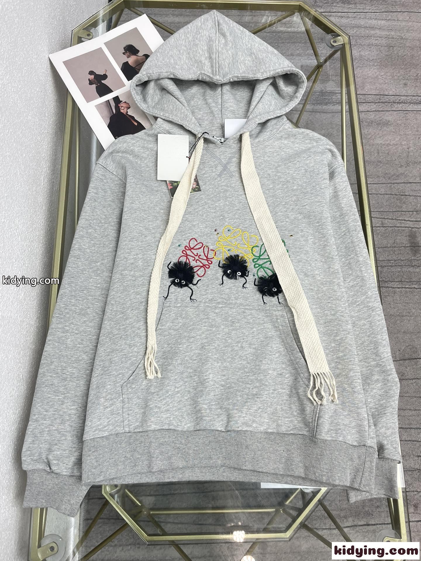 定番 人気 可愛い フード付き プルオーバー ロエベ パーカー コピー 刺繍入り カジュアル おしゃれ フーディ-0
