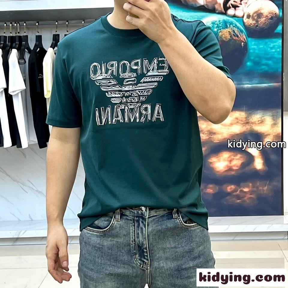 アルマーニ Tシャツ コピー カジュアル ロゴ入り 半袖Tシャツ グリーン-2
