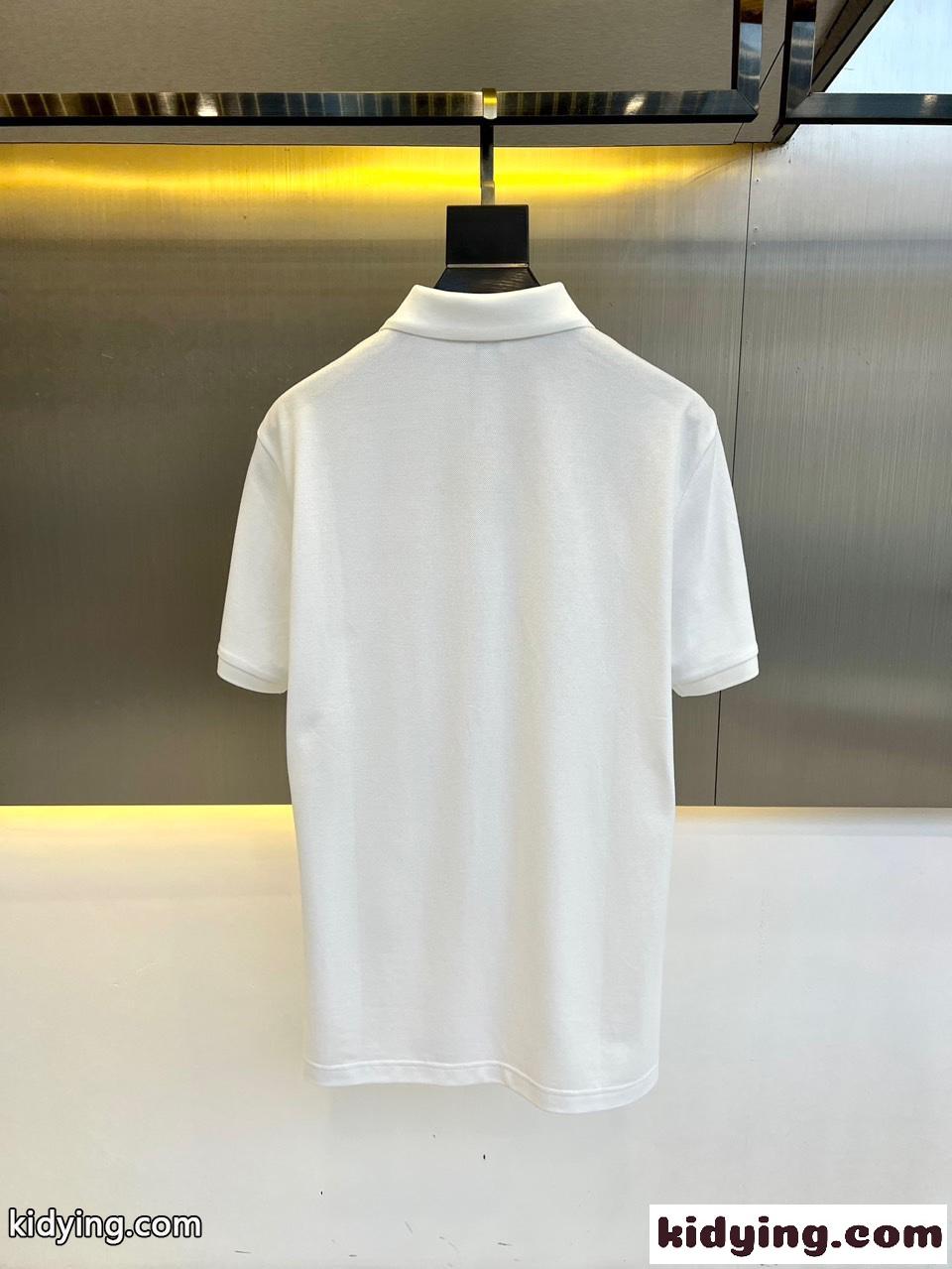 シンプル アナグラム 刺繍入り ロエベ Tシャツ 偽物 半袖 ポロシャツ ホワイト-4