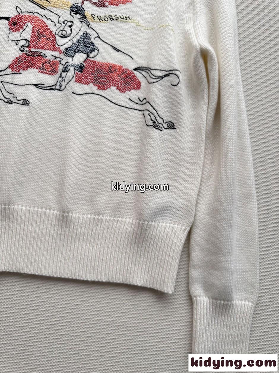 クロスステッチEKD ウールカシミアセーター バーバリー セーター コピー ホワイト-4