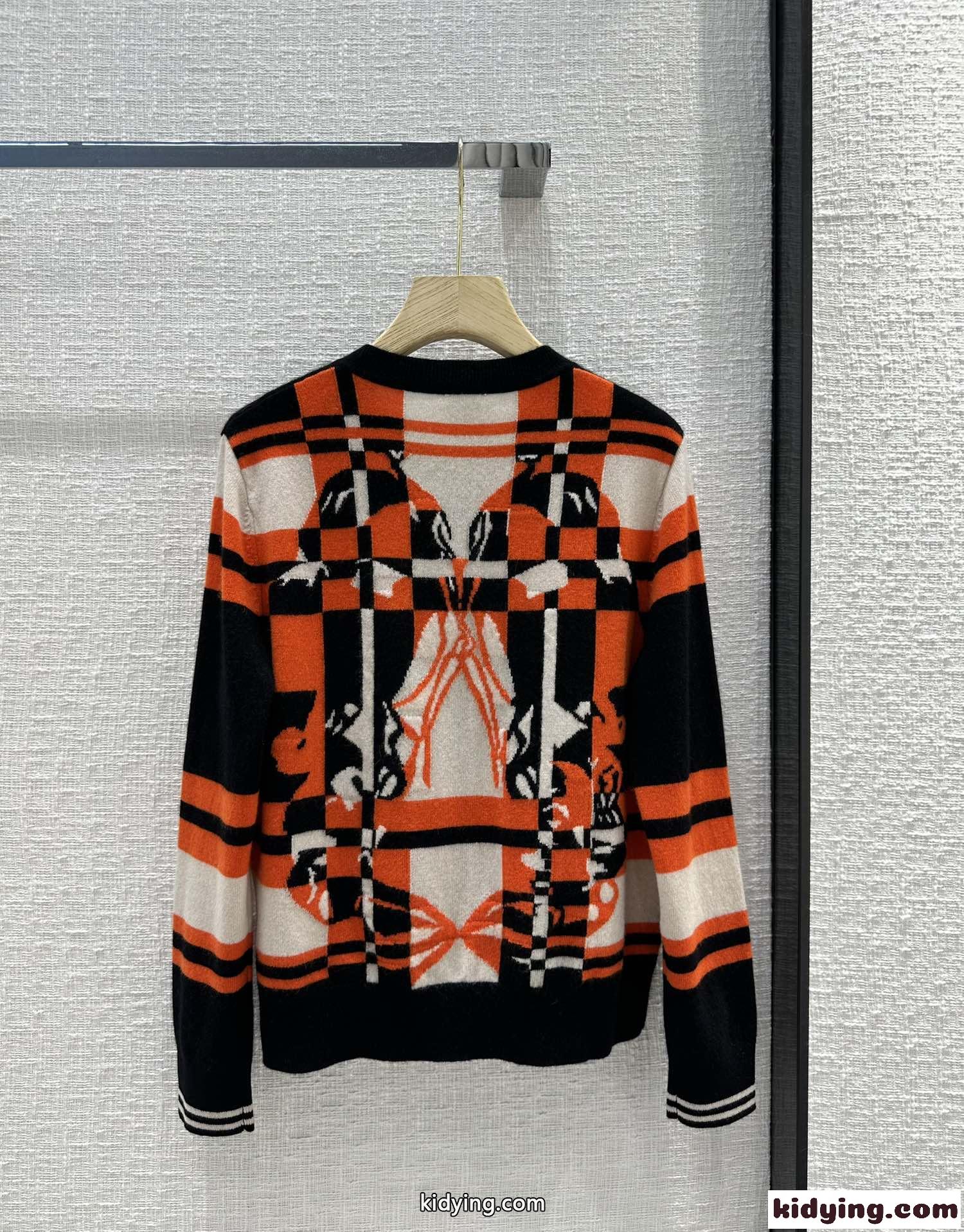 カジュアル エルメス カーディガン コピータータンチェック カシミヤ 長袖カーディガン-4