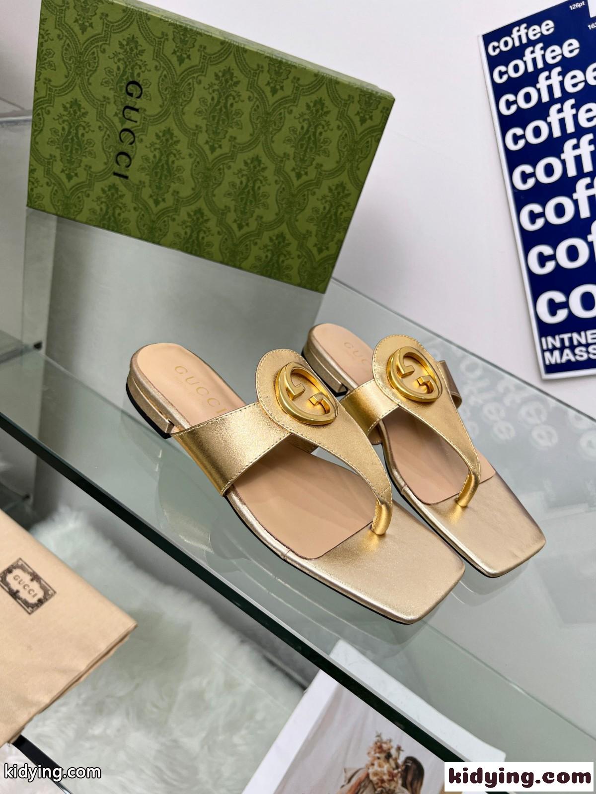 GUCCI グッチ ブロンディ トングサンダル スーパーコピー レディース ゴールド-1