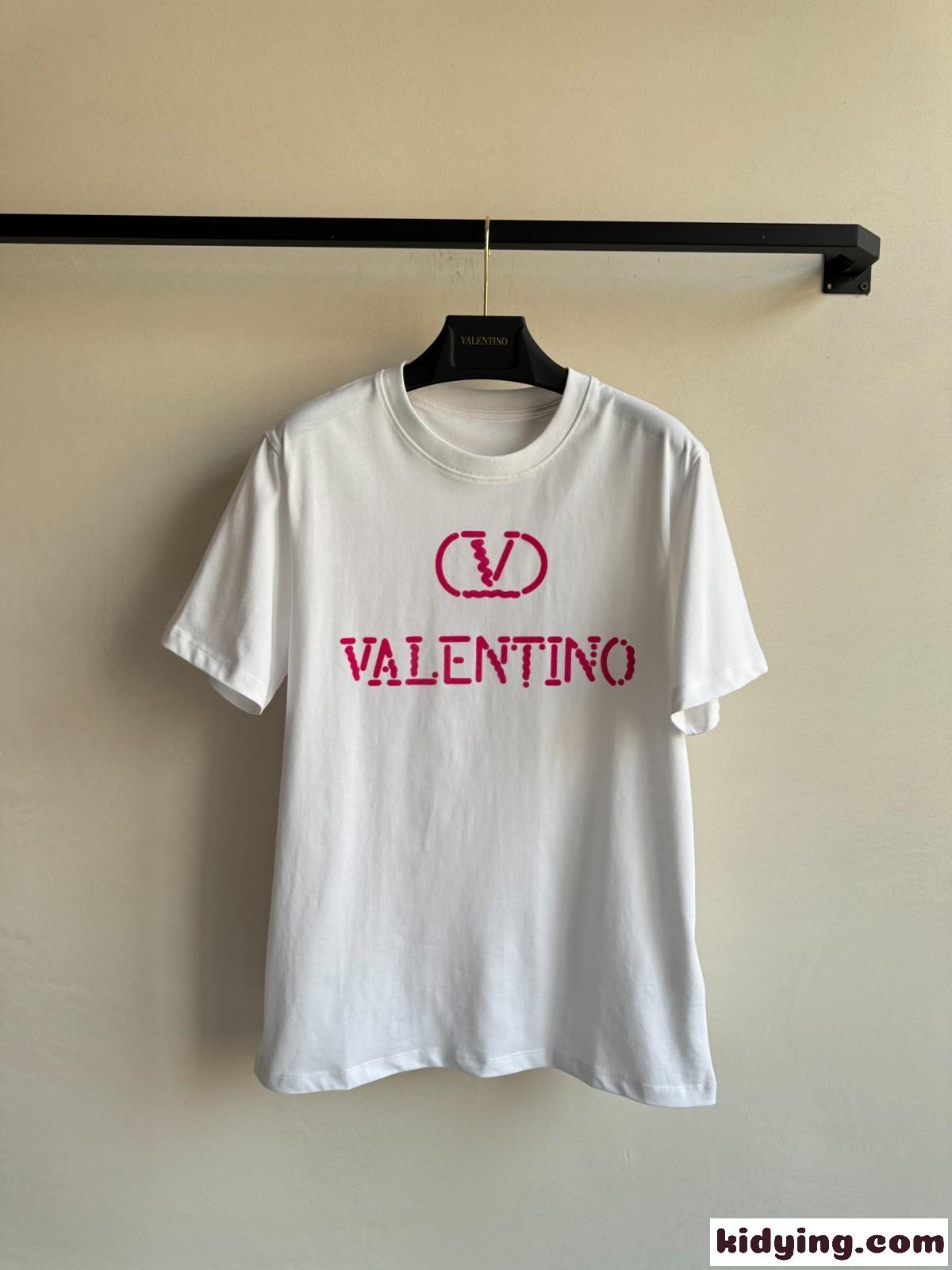 シンプル ロゴ コットン 半袖Tシャツ ヴァレンティノ Tシャツ スーパーコピー ホワイト-1