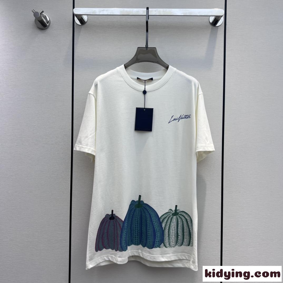 ルイ・ヴィトン Tシャツ コピー ユニセックス LV × YK パンプキンプリンテッドTシャツ-0