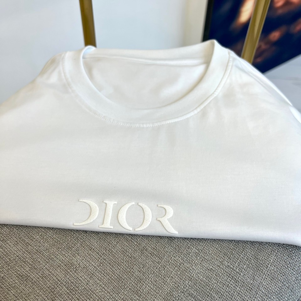 シンプル ロゴ入り クルーネック クリスチャン・ディオール 半袖Tシャツ コピー ホワイト-2