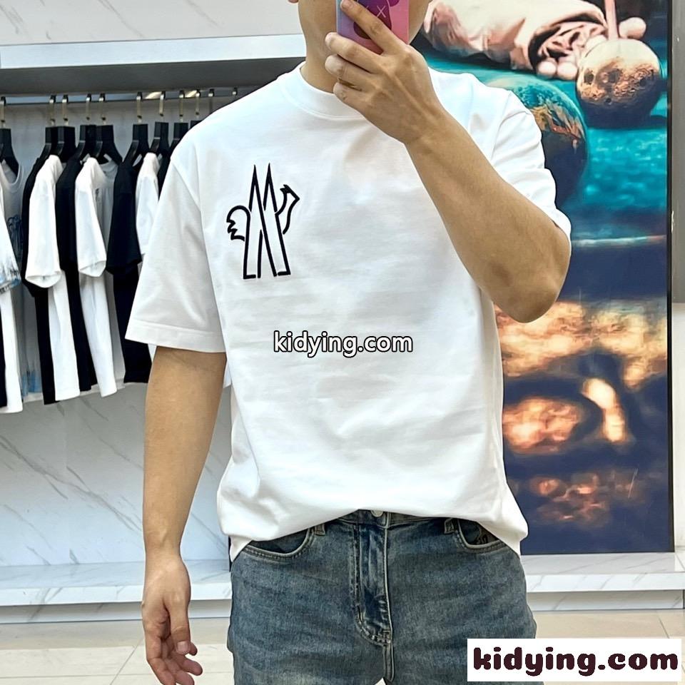 シンプル クルーネック 半袖Tシャツ モンクレール Tシャツ コピー ホワイト-1