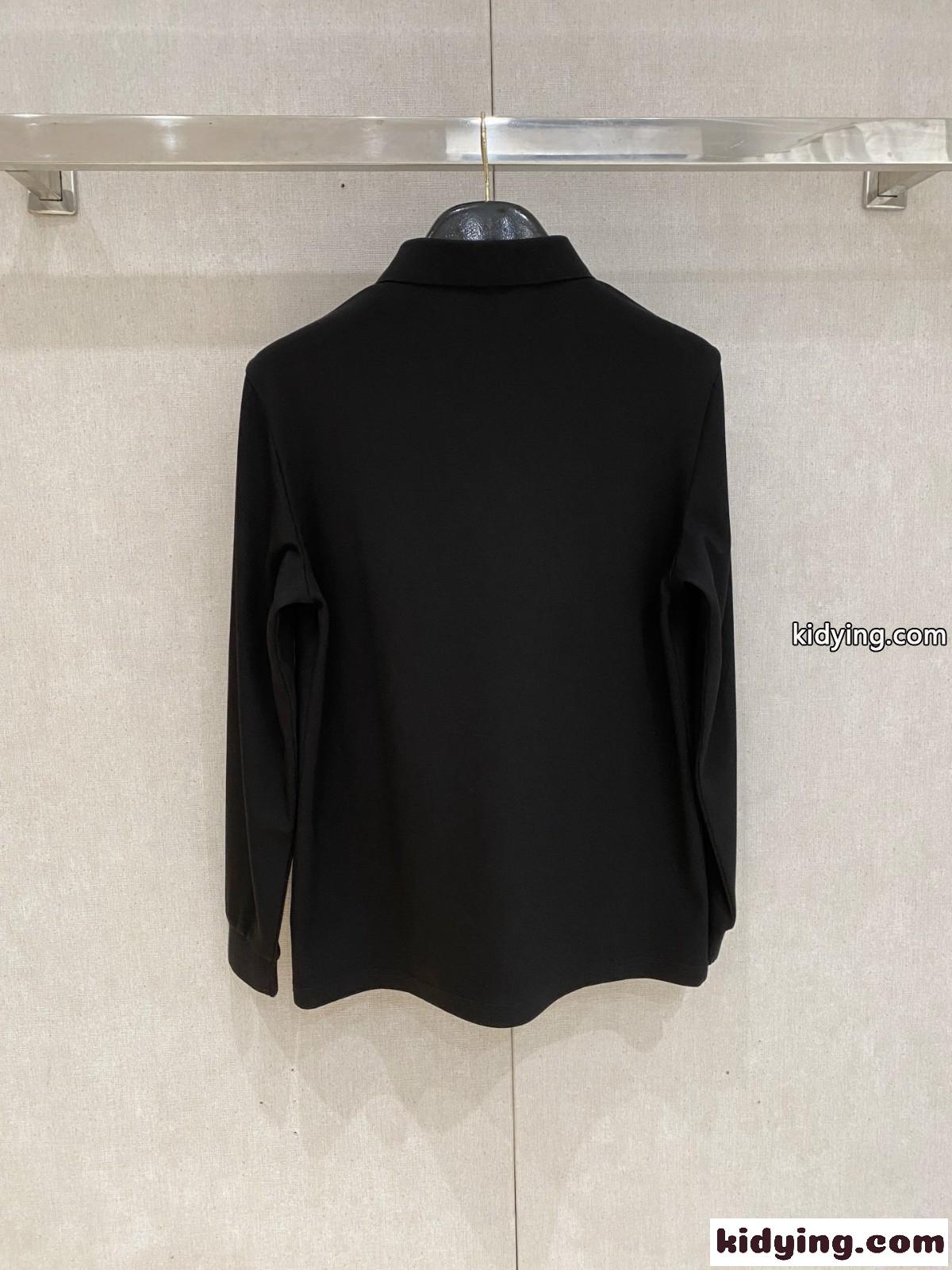 上品 コットン ロゴ 長袖 ポロシャツ ヒューゴ・ボス Tシャツ コピー ブラック-3