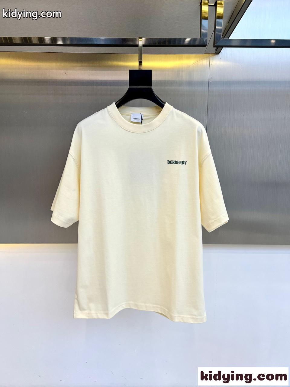 カジュアル リラックス 半袖Tシャツ バーバリー Tシャツ 偽物 クルーネック ベージュ-0