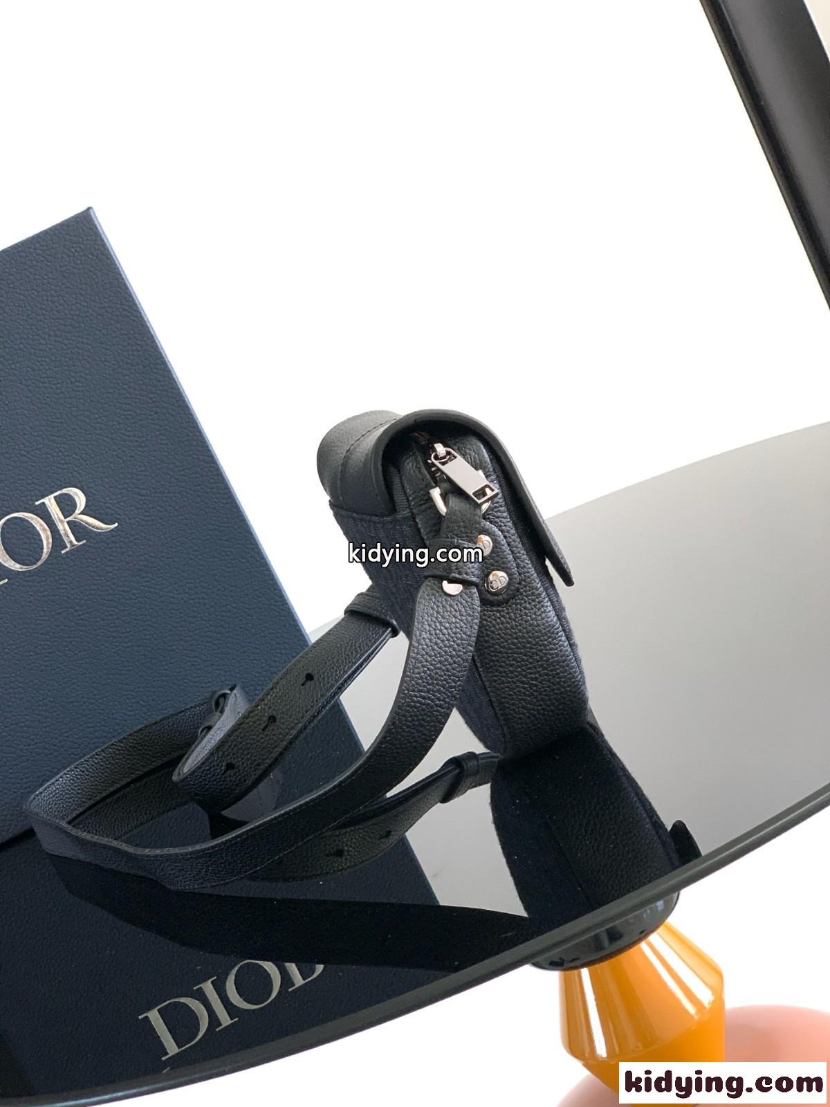 クリスチャン・ディオール Saddle バッグ ミニ スーパーコピー ジャカード & レザー ブラック-1