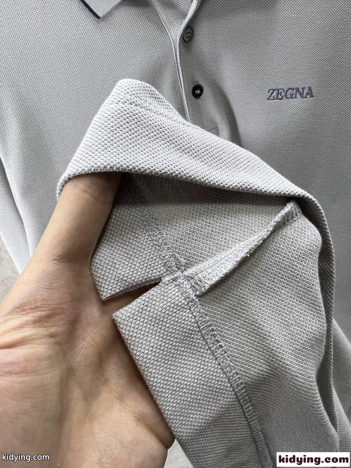 洗練された クラシック ロゴ 刺繍 エルメネジルド・ゼニア Tシャツ コピー 長袖 ポロシャツ グレー-4