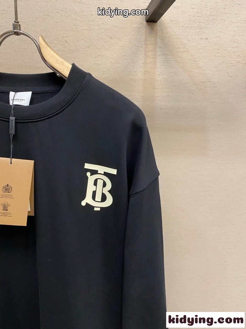カジュアル TBロゴ コットン スウェットシャツ バーバリー Tシャツ 偽物 ブラック-0