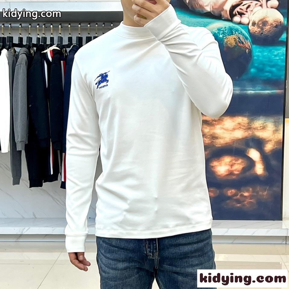バーバリー Tシャツ 偽物 シンプル 合わせやすい 秋冬 メンズ 長袖Tシャツ ホワイト-1