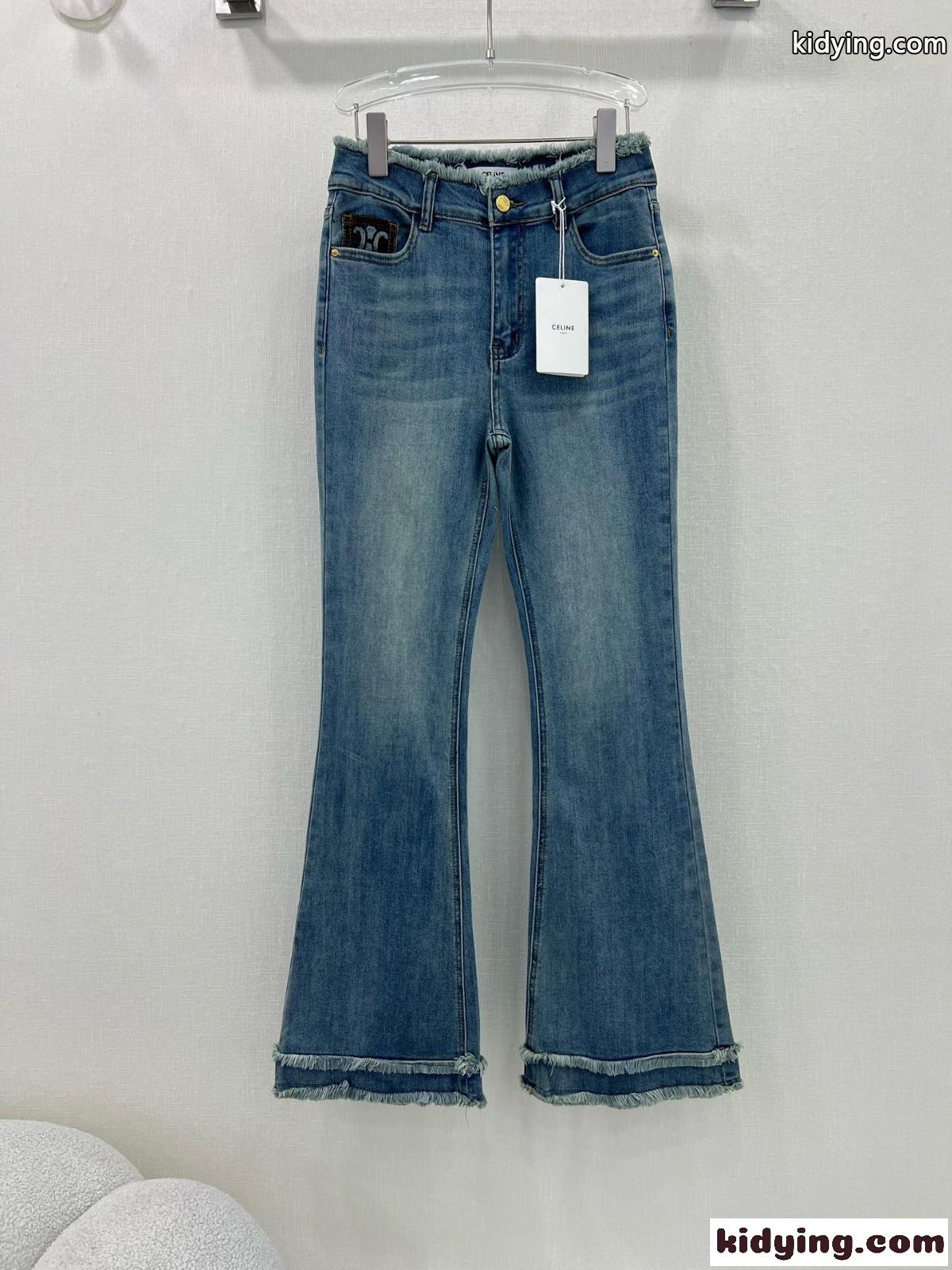 おしゃれ 切りっぱなし ストレッチ セリーヌ ジーンズ コピー レディース デニムパンツ-1