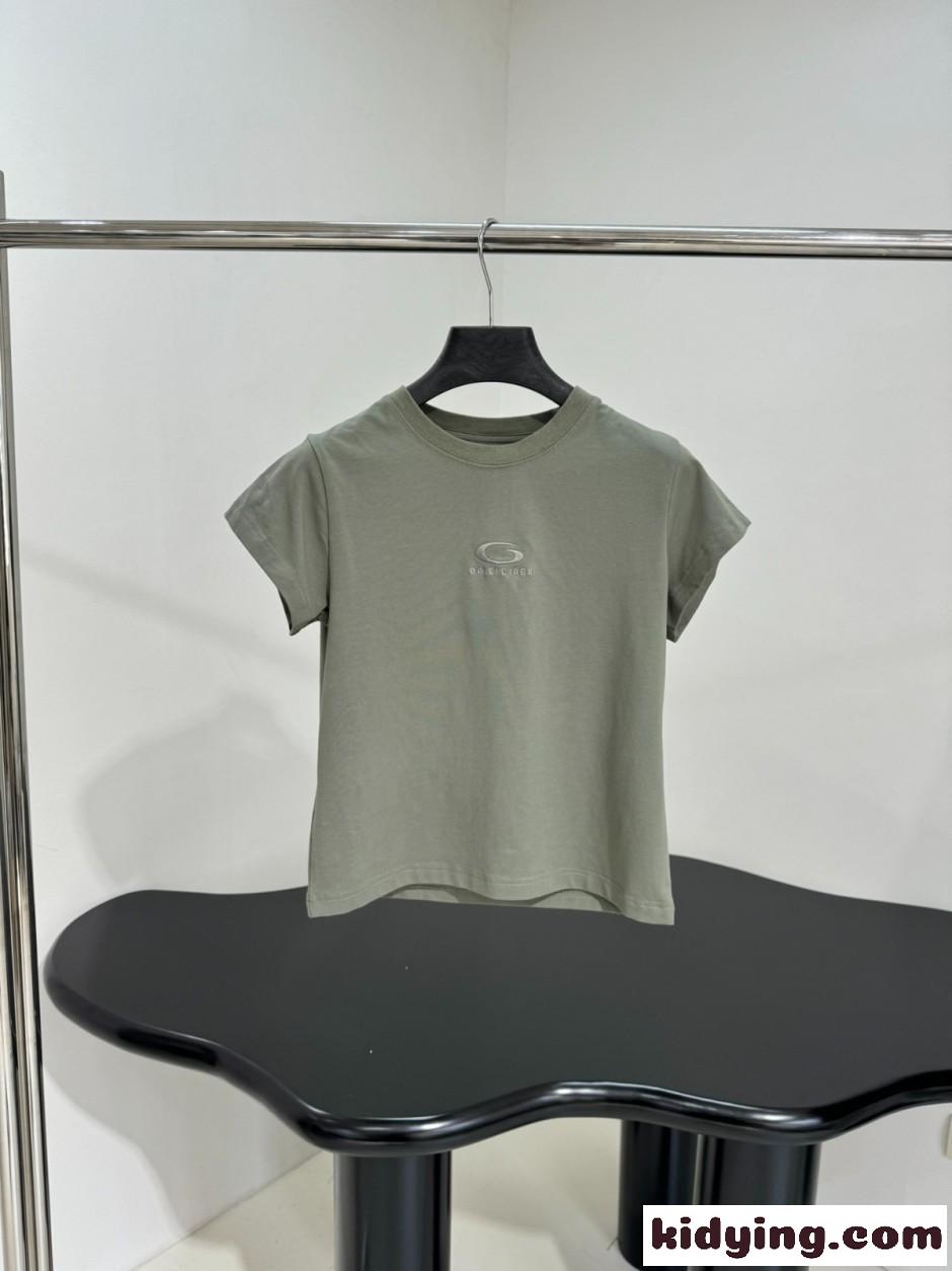 シンプル ロゴ刺繍 クルーネック バレンシアガ Tシャツ コピー 半袖Tシャツ-0
