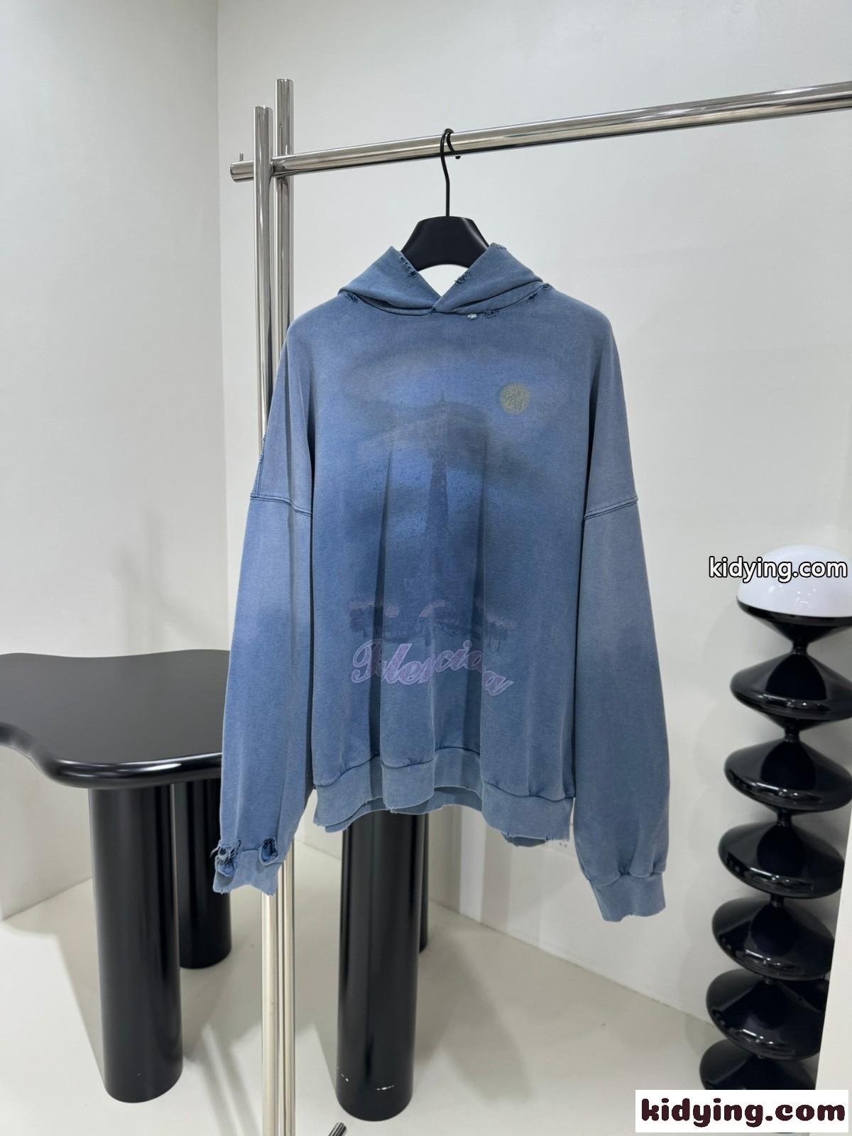 PARIS MOON HOODIE オーバーサイズ バレンシアガ パーカー コピー ブルー-0