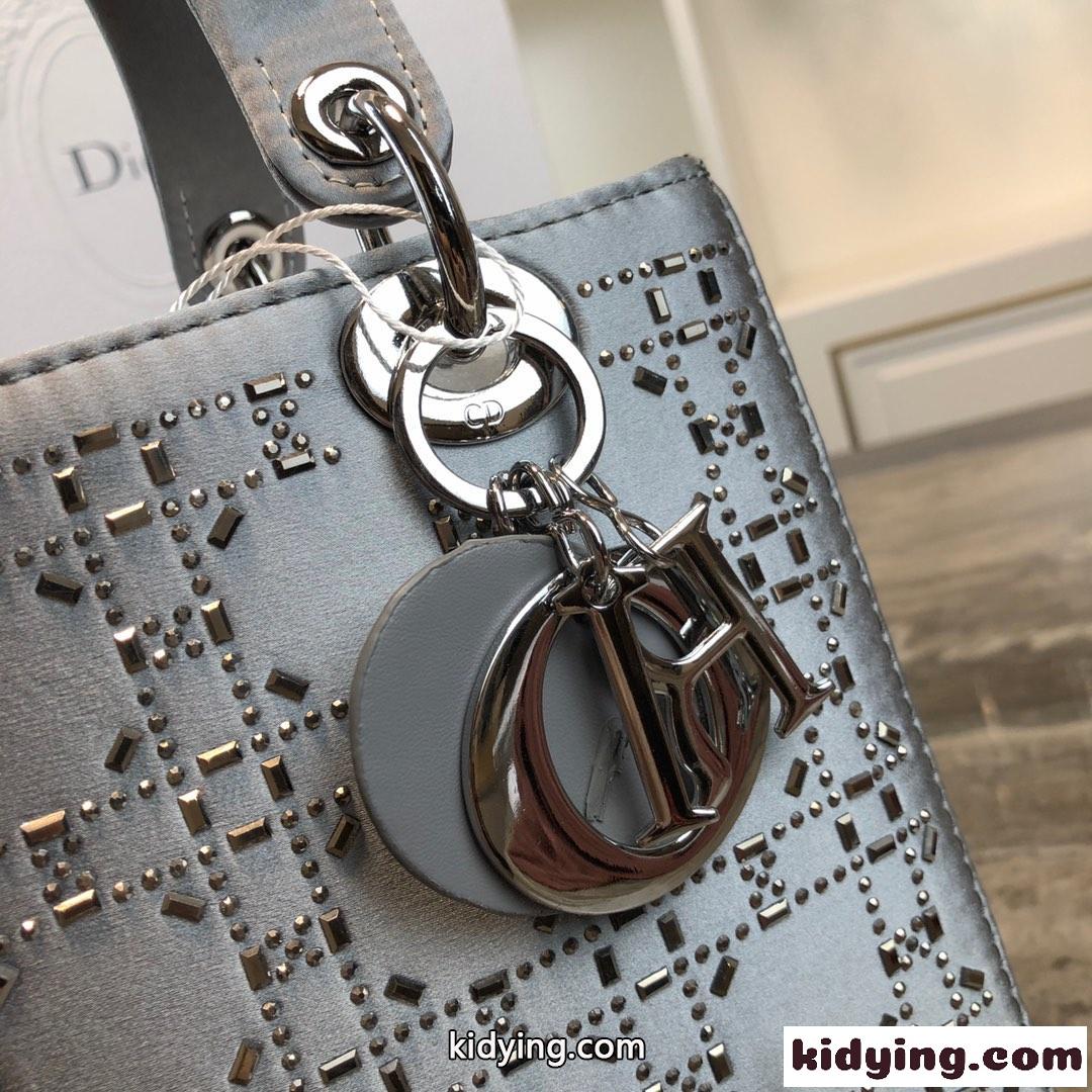 大人気 LADY DIOR カナージュ サテン ハンドバッグ クリスチャン・ディオール バッグ コピー グレー-2