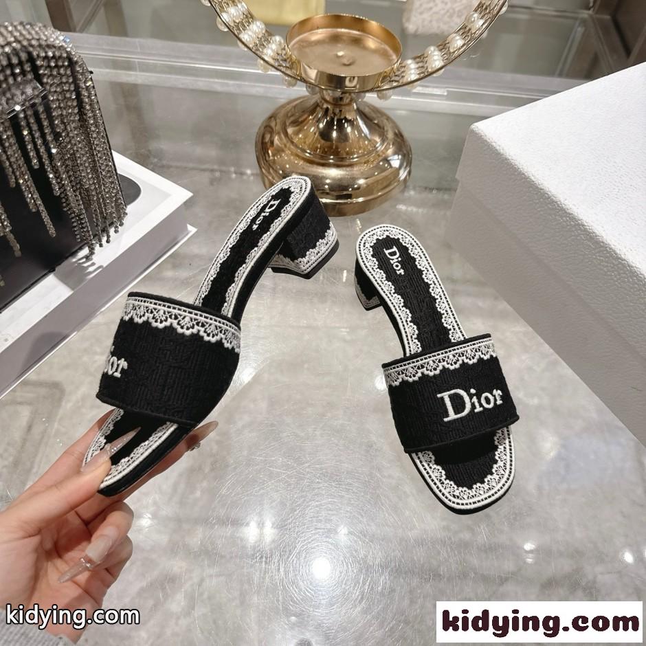 Dior Dentelle ヒールスライド クリスチャン・ディオール サンダル コピー ブラック-1