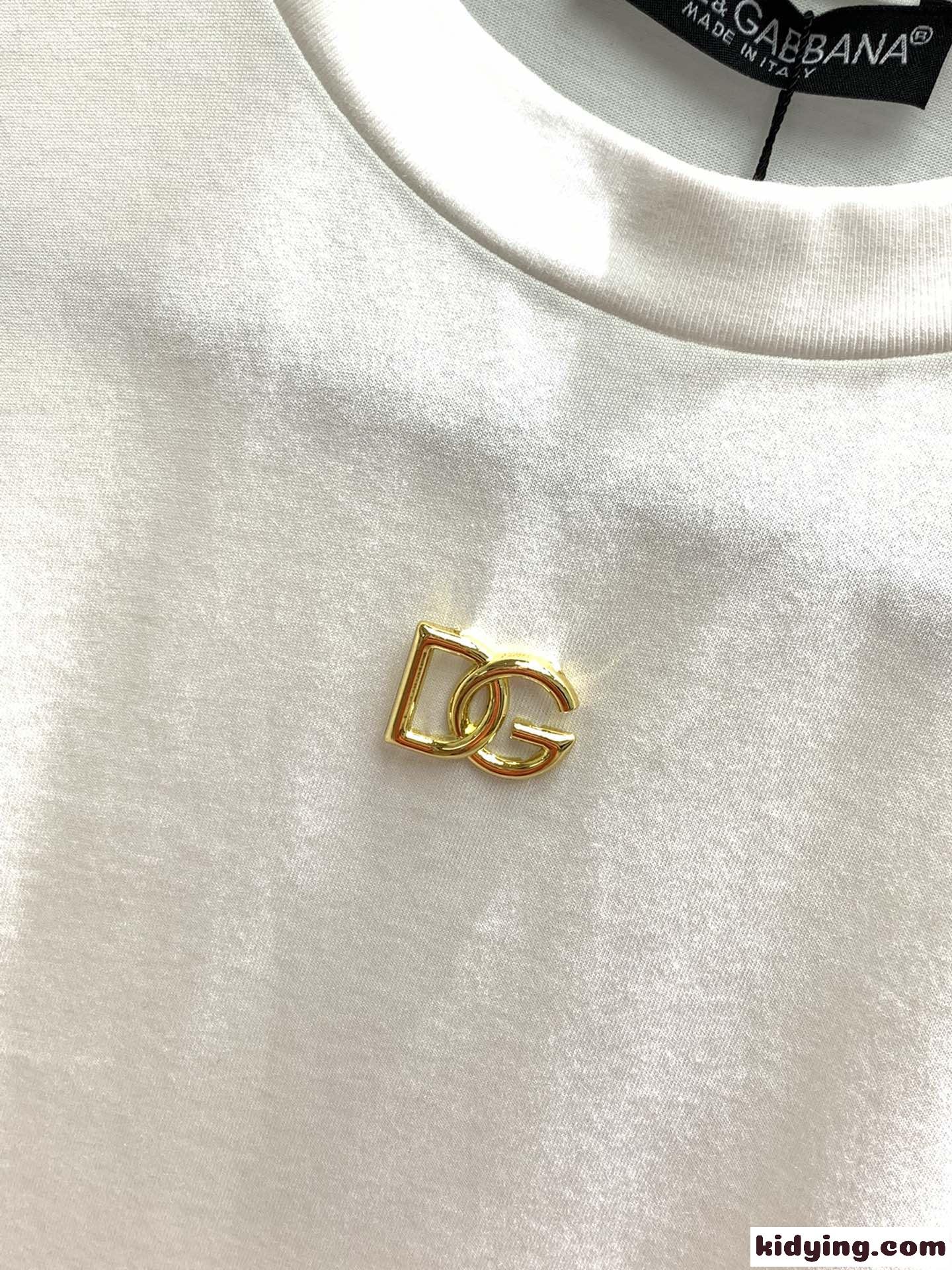 シンプル DGメタリックロゴ コットン 半袖 ドルチェ&ガッバーナ Tシャツ コピー ホワイト-2