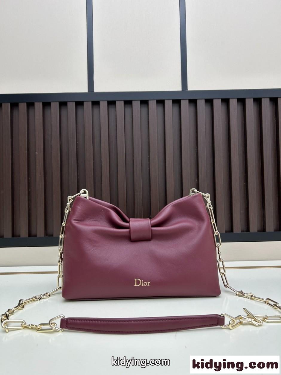 エレガント Dior Bow バッグ スモール クリスチャン・ディオール スーパーコピー ボルドー-0