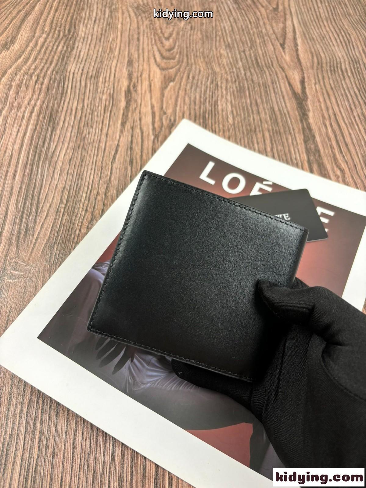定番 人気 2つ折り財布 ロエベ 財布 コピー コンパクト ウォレット ブラック-2