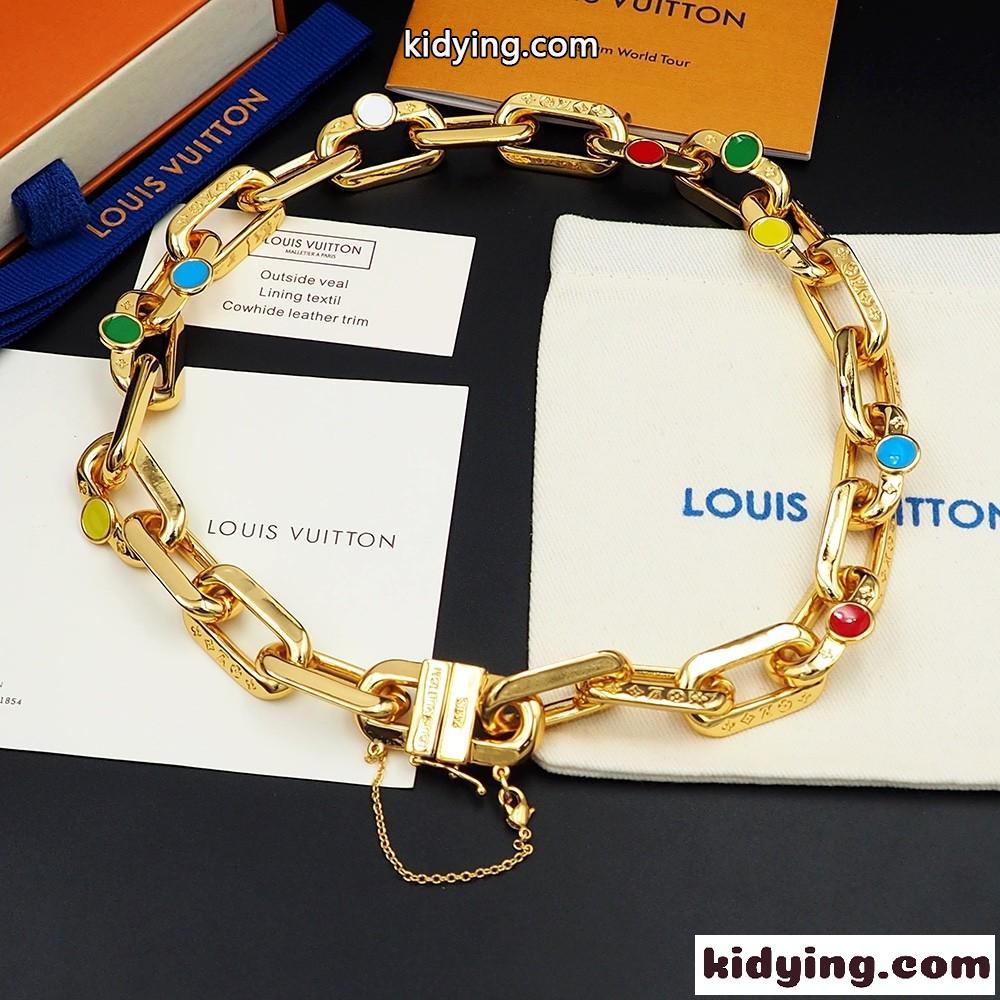 LV × YK 草間彌生 コラボ ゴールド チェーン ネックレス ルイ・ヴィトン ネックレス コピー-1