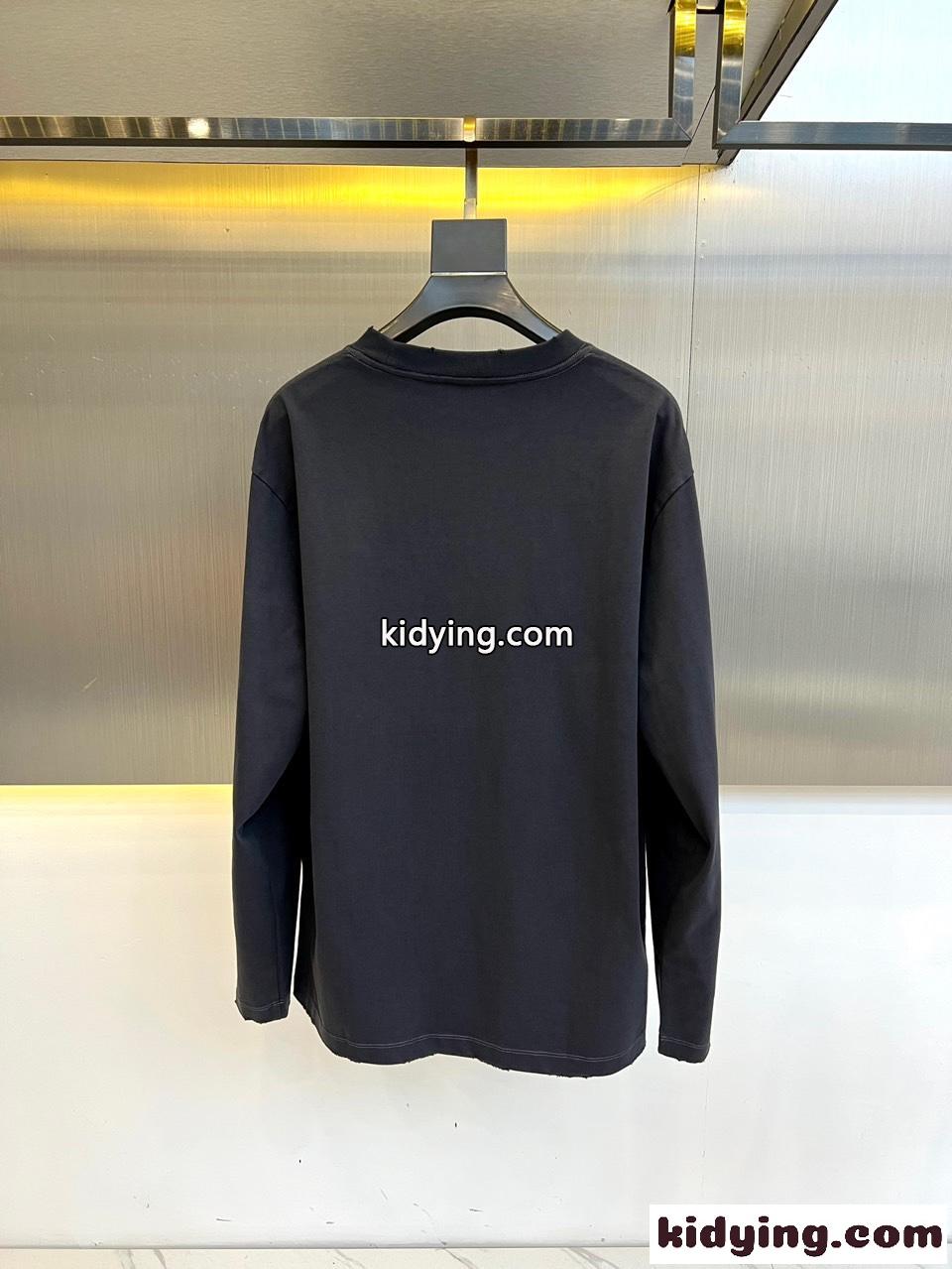 カジュアル 合わせやすい 刺繍入り 長袖Tシャツ バレンシアガ Tシャツ コピー ブラック-4