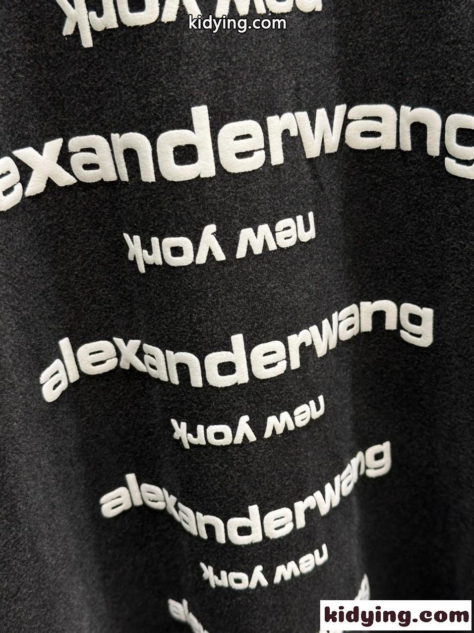 ユニセックス エンボスロゴ 半袖Tシャツ アレキサンダーワング Tシャツ コピー ブラック-4