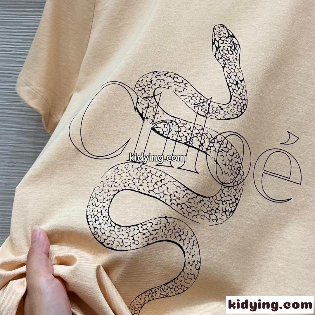 コットンジャージー ベビーフィット ロゴTシャツ クロエ Tシャツ スーパーコピー ベージュ-0