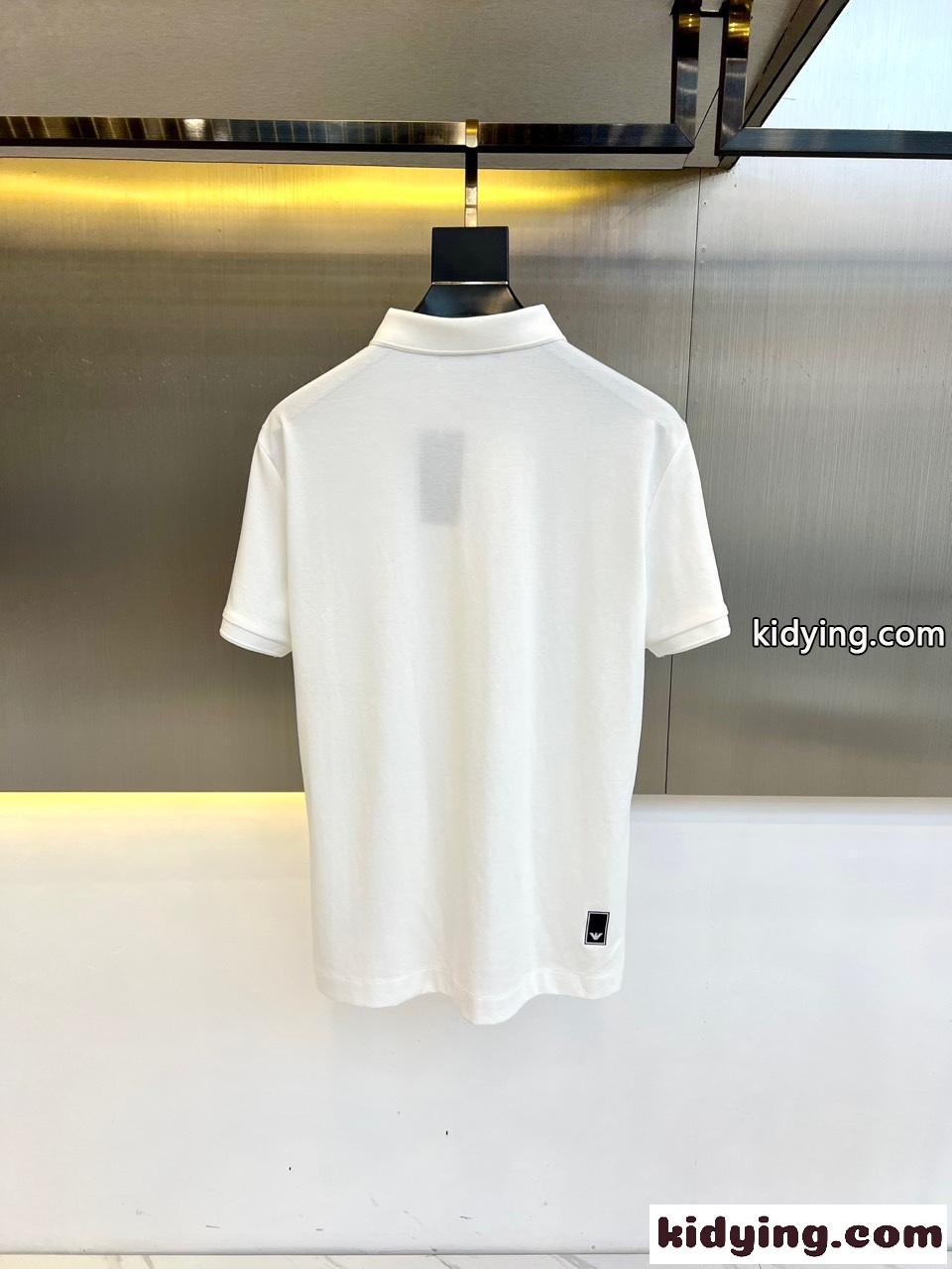 シンプル 合わせやすい アルマーニ Tシャツ コピー コットンピケ ポロシャツ ホワイト-1