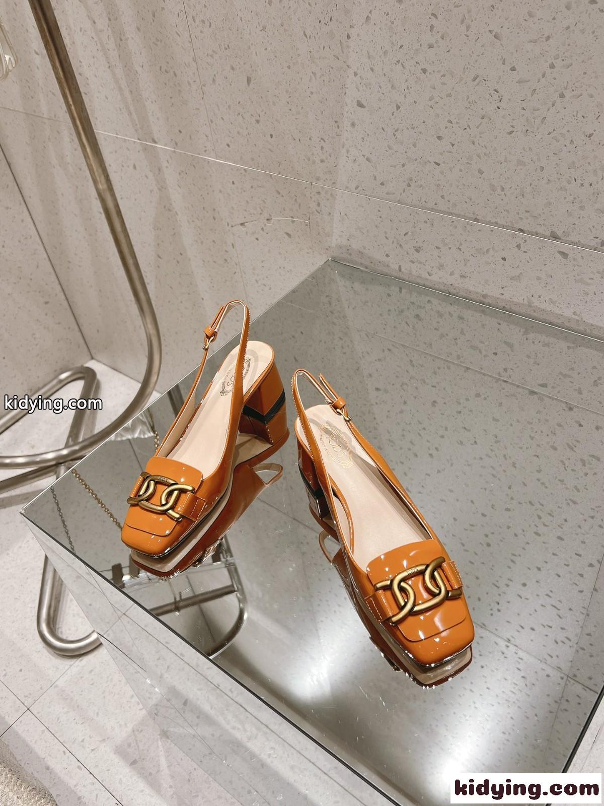 ケイト パテントレザー スリングバックパンプス トッズ パンプス コピー オレンジ-2