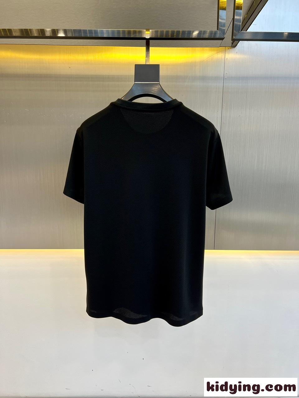 快適 ストレッチ アイスシルク エルメネジルド・ゼニア Tシャツ コピー ブラック-4