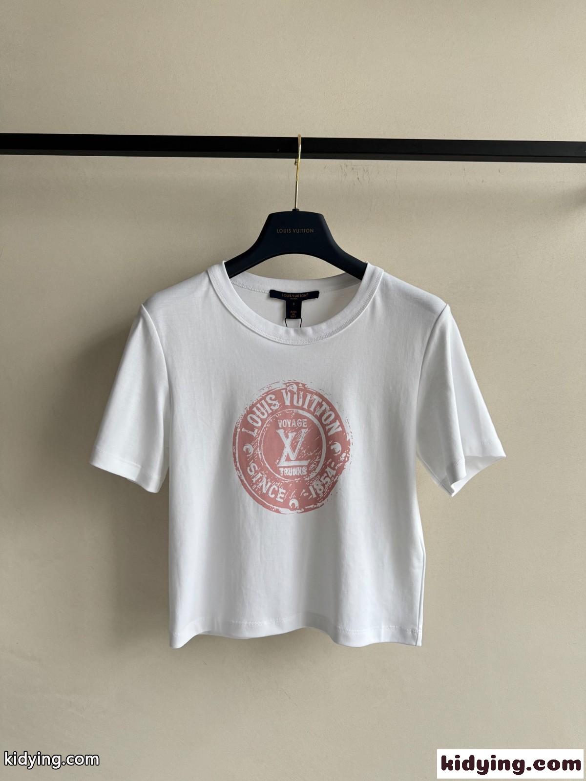LVスタンプ クロップトップ ルイ・ヴィトン Tシャツ コピーレディース トップス-1