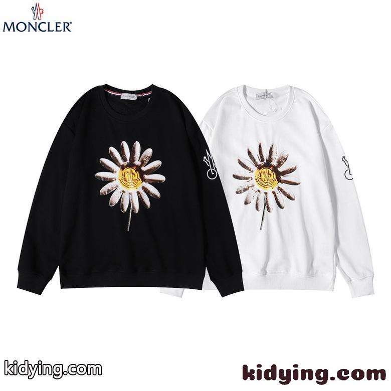 プリント クルーネック レディース メンズ トップス 定番 人気 モンクレール 長袖tシャツ コピー ホワイト ブラック-0