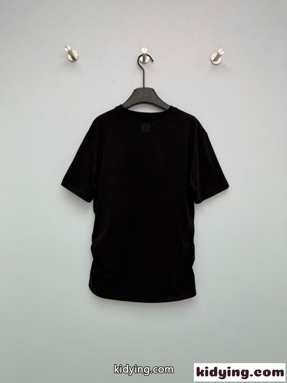 おしゃれ ロゴ コットン 半袖Tシャツ ロエベ Tシャツ 偽物 クルーネック ブラック-4