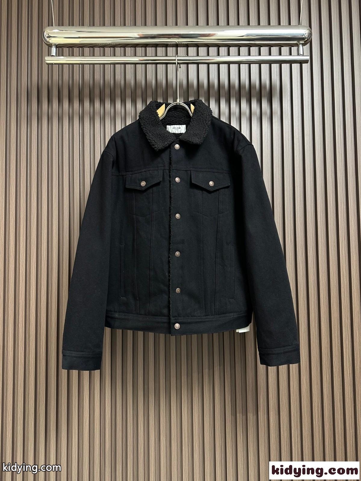 カジュアル デニム トラッカージャケット セリーヌ ジャケット コピー ブラック-0