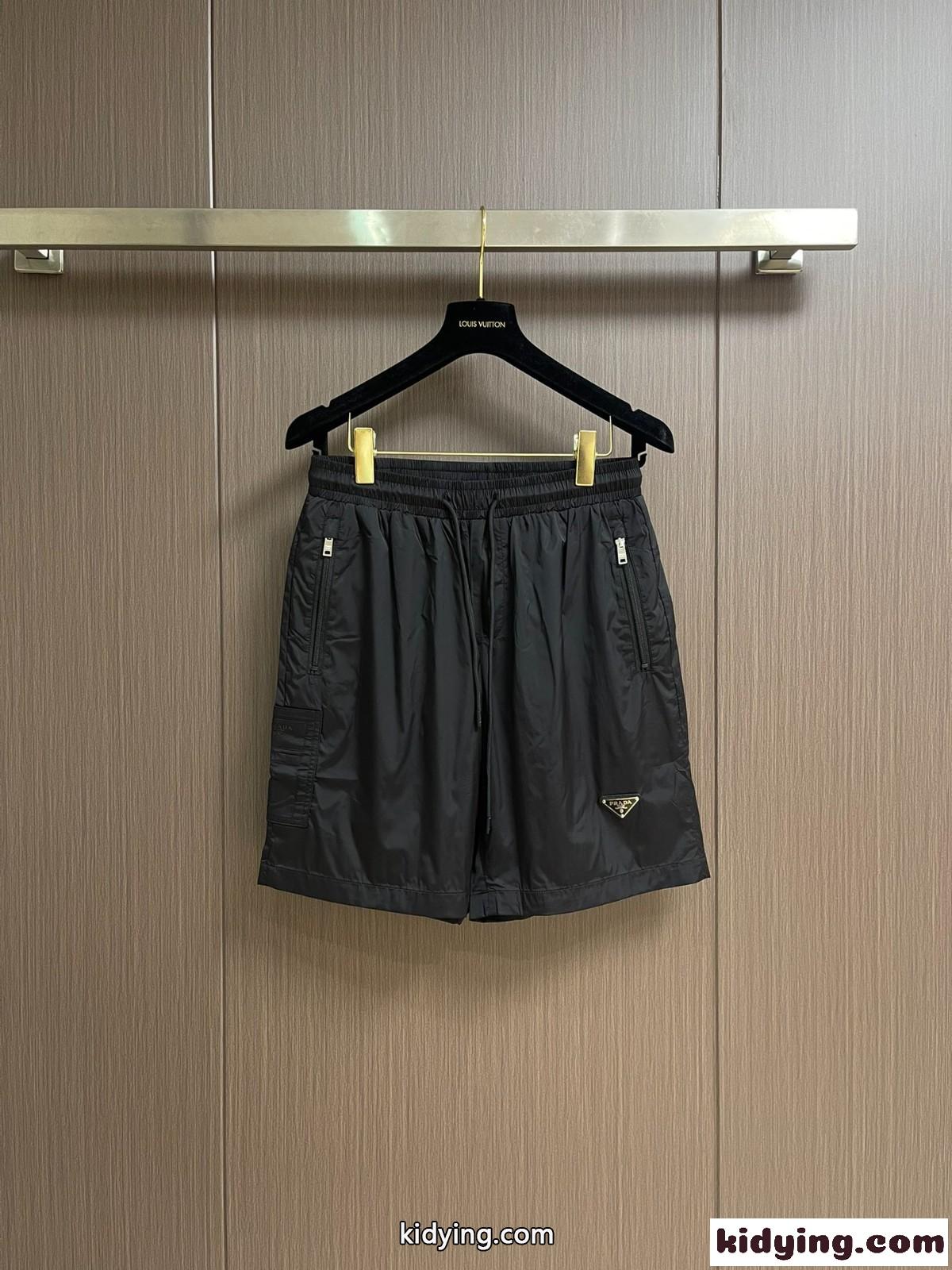 シンプル カジュアル ショートパンツ プラダ パンツ コピー ブラック-1