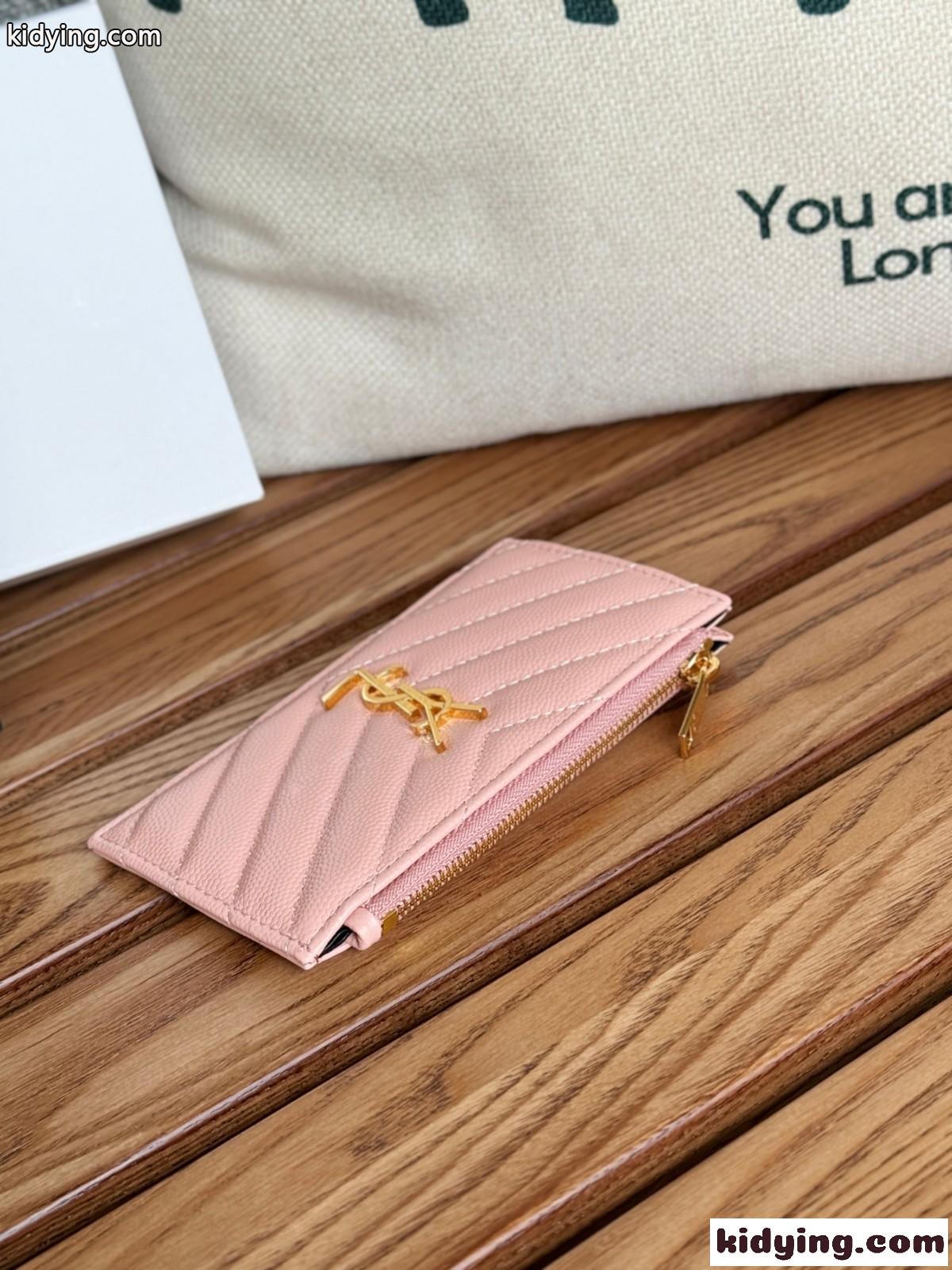 モノグラム フラグメント ジップカードケース イヴ・サンローラン 財布 コピー ピンク-4