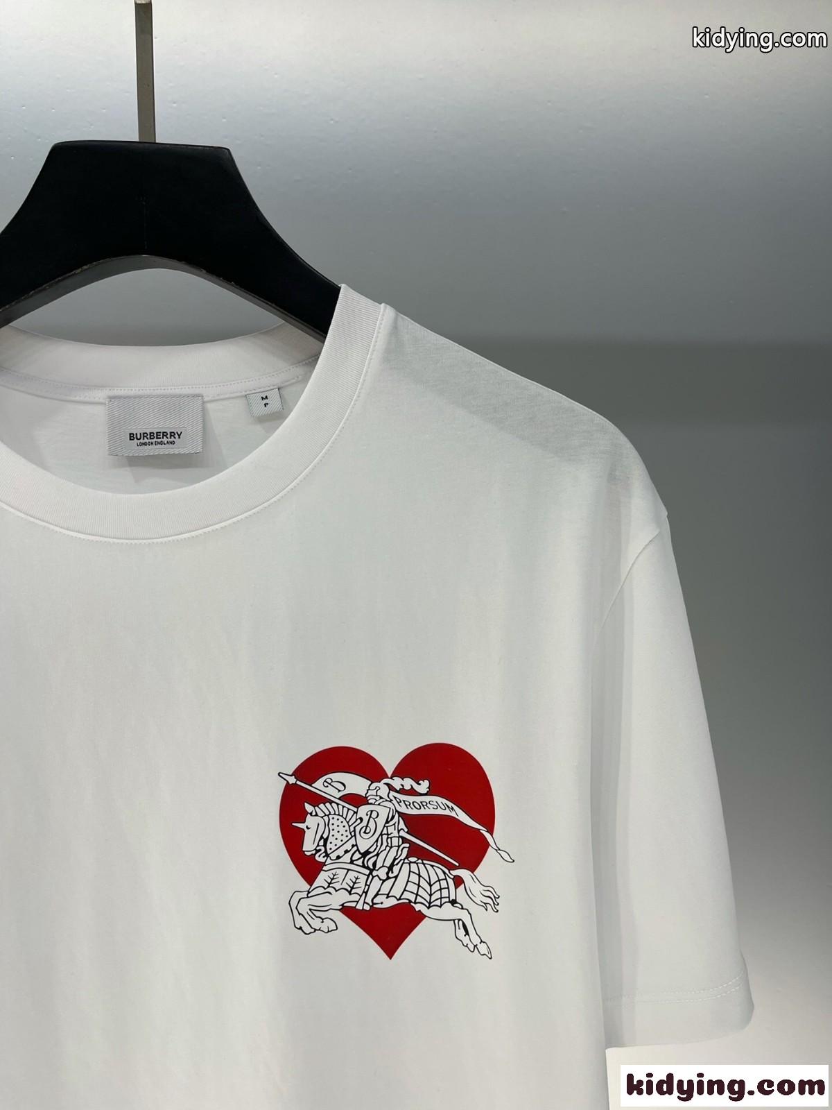 ハートEKD コットンTシャツ バーバリー Tシャツ コピー 半袖 クルーネック-3