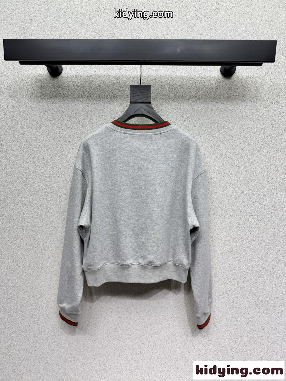 ウェブストライプ コットン スウェットシャツ グッチ Tシャツ コピー グレー-3
