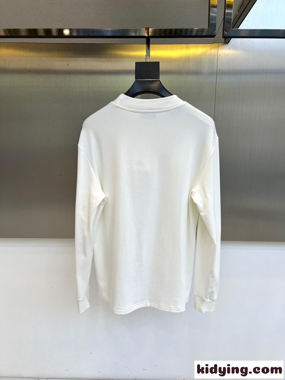 シンプル 洗練された ロゴ 長袖Tシャツ エルメス Tシャツ 偽物 合わせやすい ホワイト-3