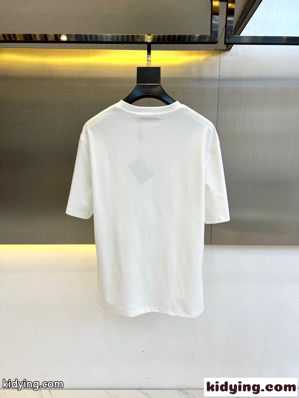 シンプル ロゴプリント 半袖Tシャツ プラダ Tシャツ コピー コットン ホワイト-3