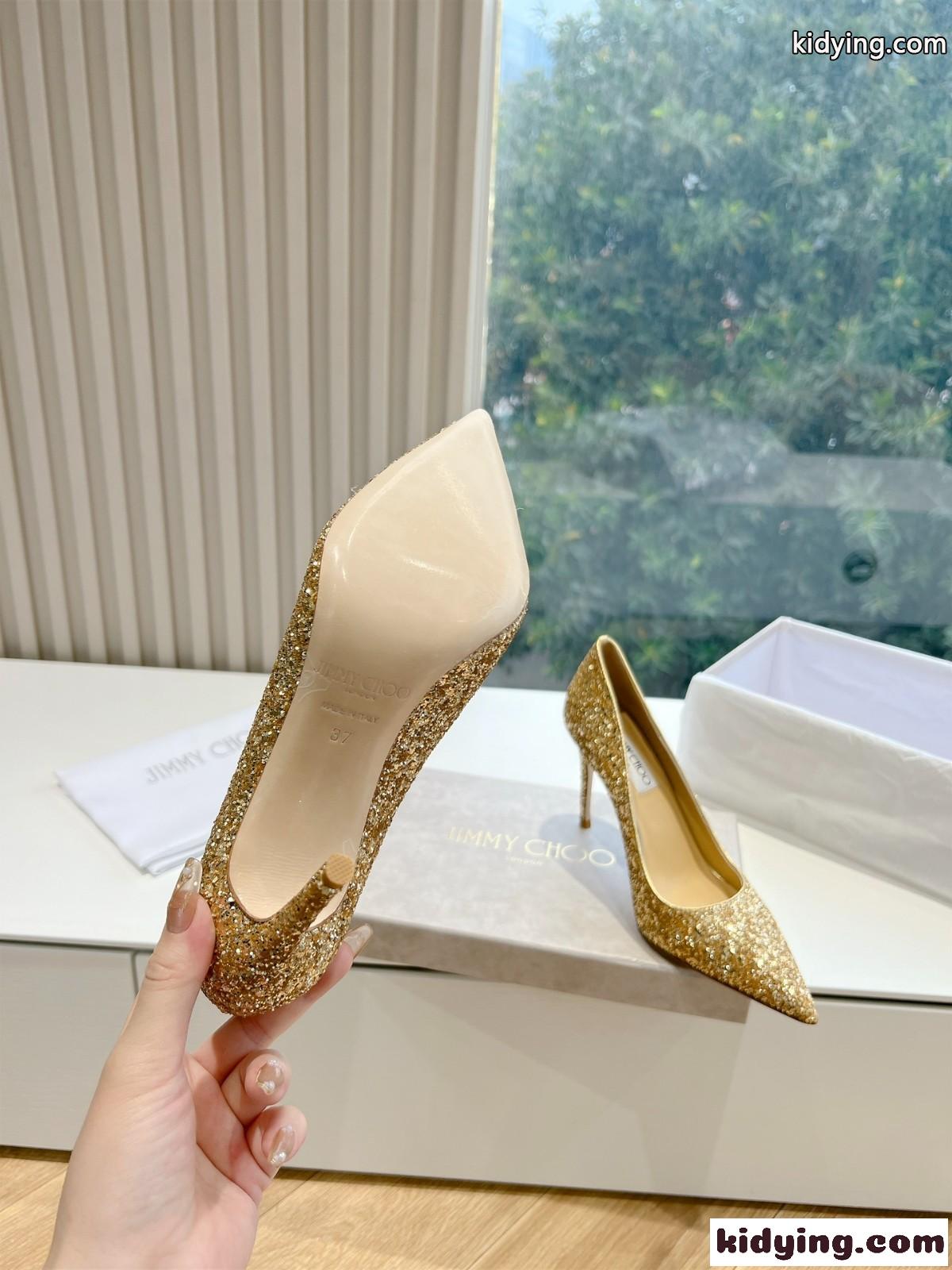 美人度アップ 人気 ピンヒールパンプス ジミーチュウ パンプス スーパーコピー ゴールド-4