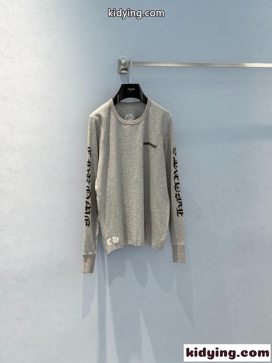 人気 カジュアル ロゴ入り 長袖Tシャツ クロムハーツ Tシャツ 偽物 グレー-0