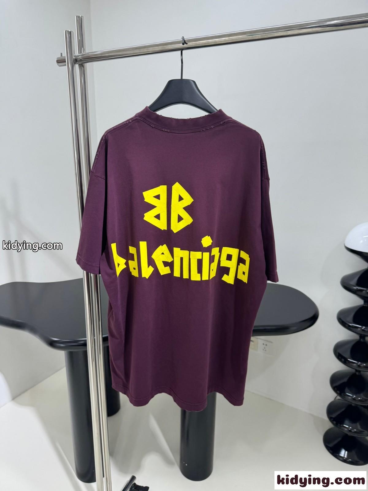 人気 カジュアル TAPE TYPE Tシャツ バレンシアガ Tシャツ コピー パープル-2